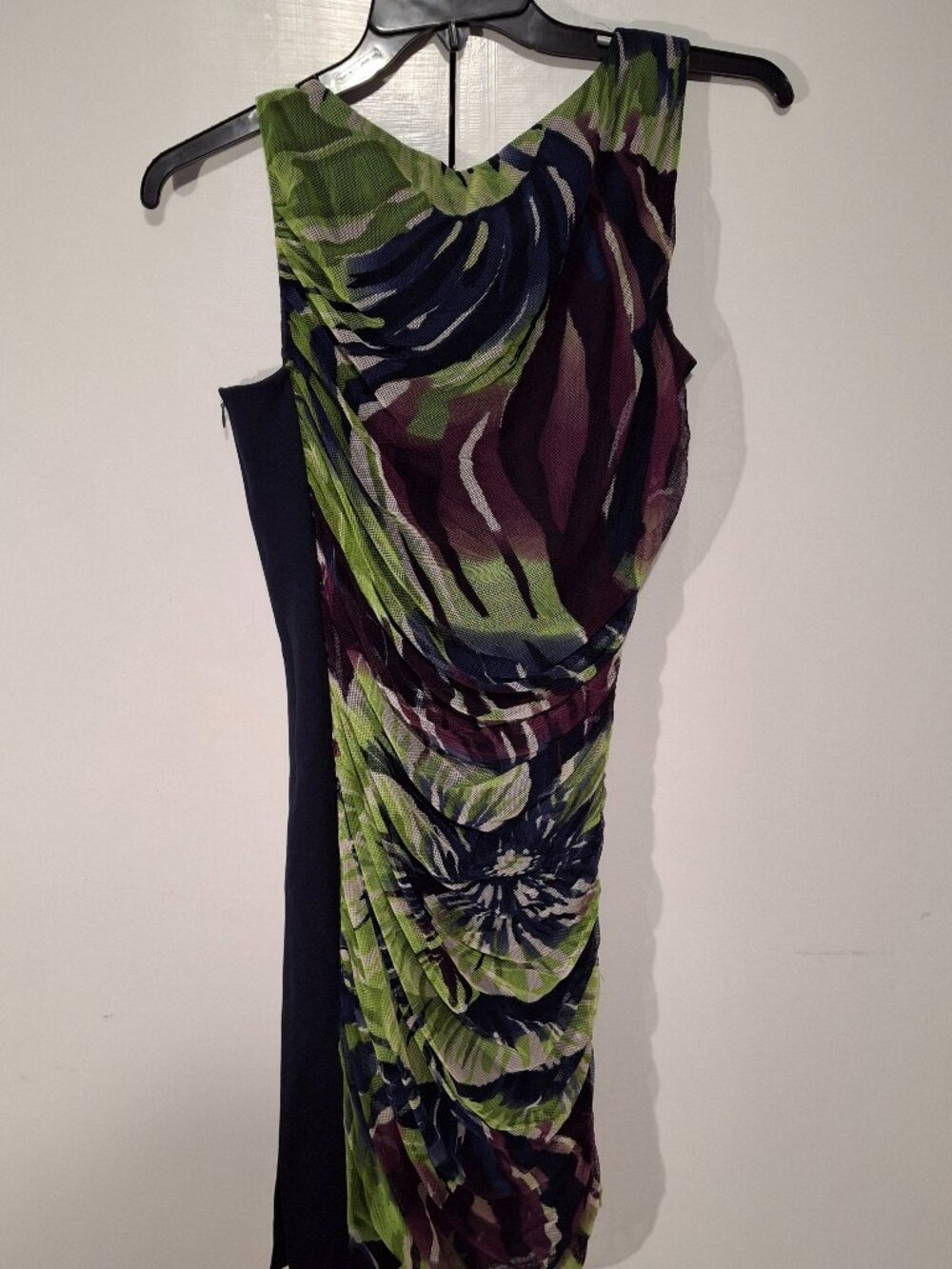 Hilton Hollis New York Size 8 Ruched Sheath Dress Multicolor Abstract Print - Picture 3 of 9